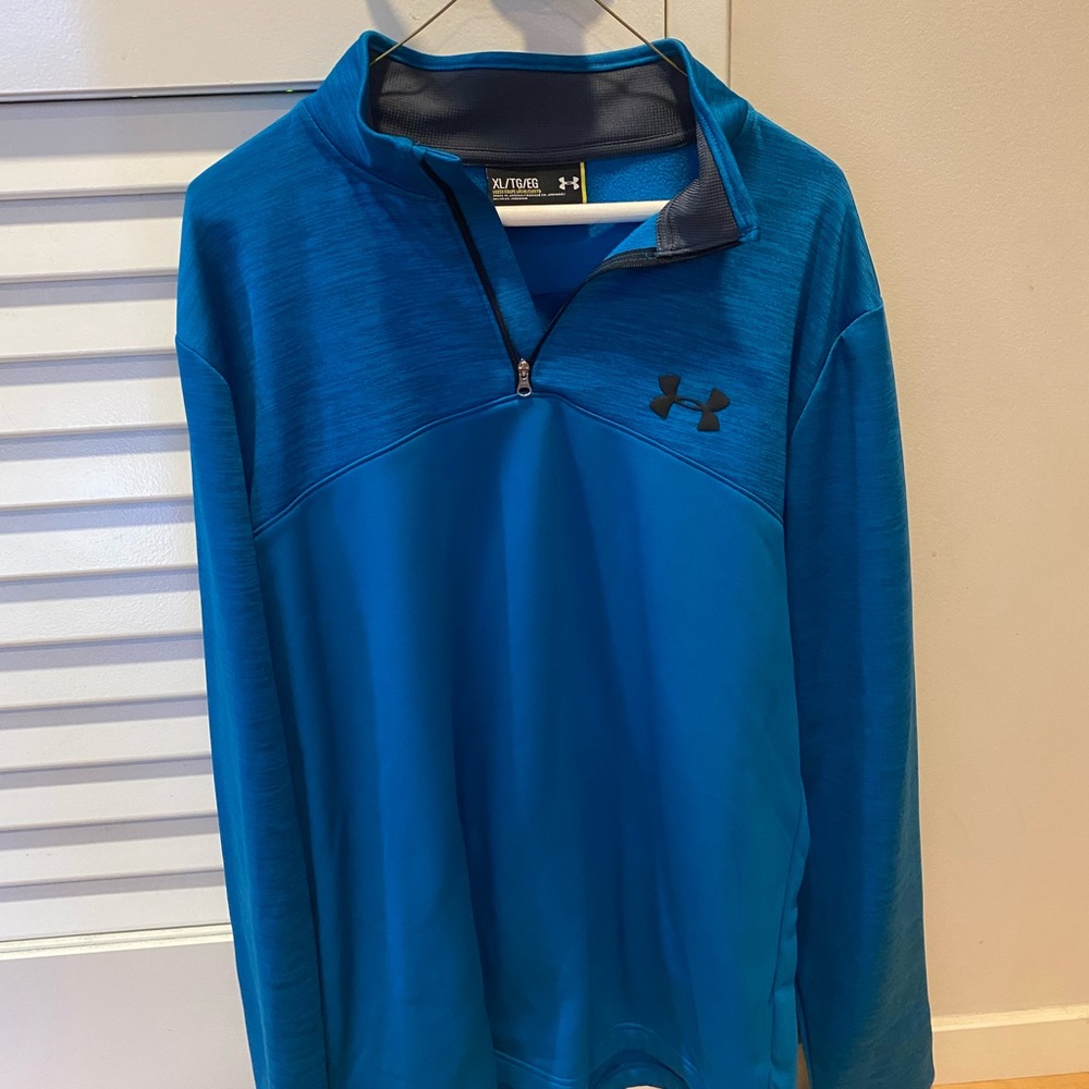 Men’s under armor 1/4 zip teal jacket size XL